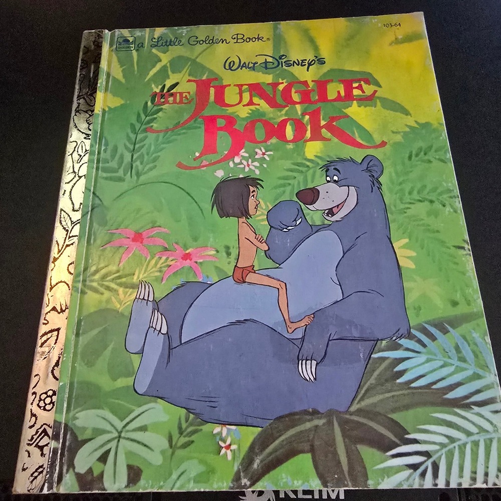 Vintage 1967 Little Golden Book Disney The Jungle Book Kids OS Green Hardcover